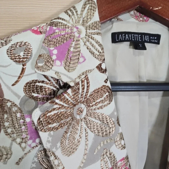 Lafayette 148 Women’s Size 2 Floral brocade Blazer Jacket Statement Wedding - Picture 3 of 9
